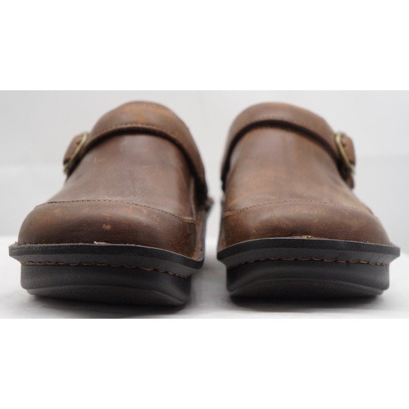 Alegria Leather Adjustable Backstrap Clogs Seville Oiled Brown Size 40 US 9 - Picture 3 of 10